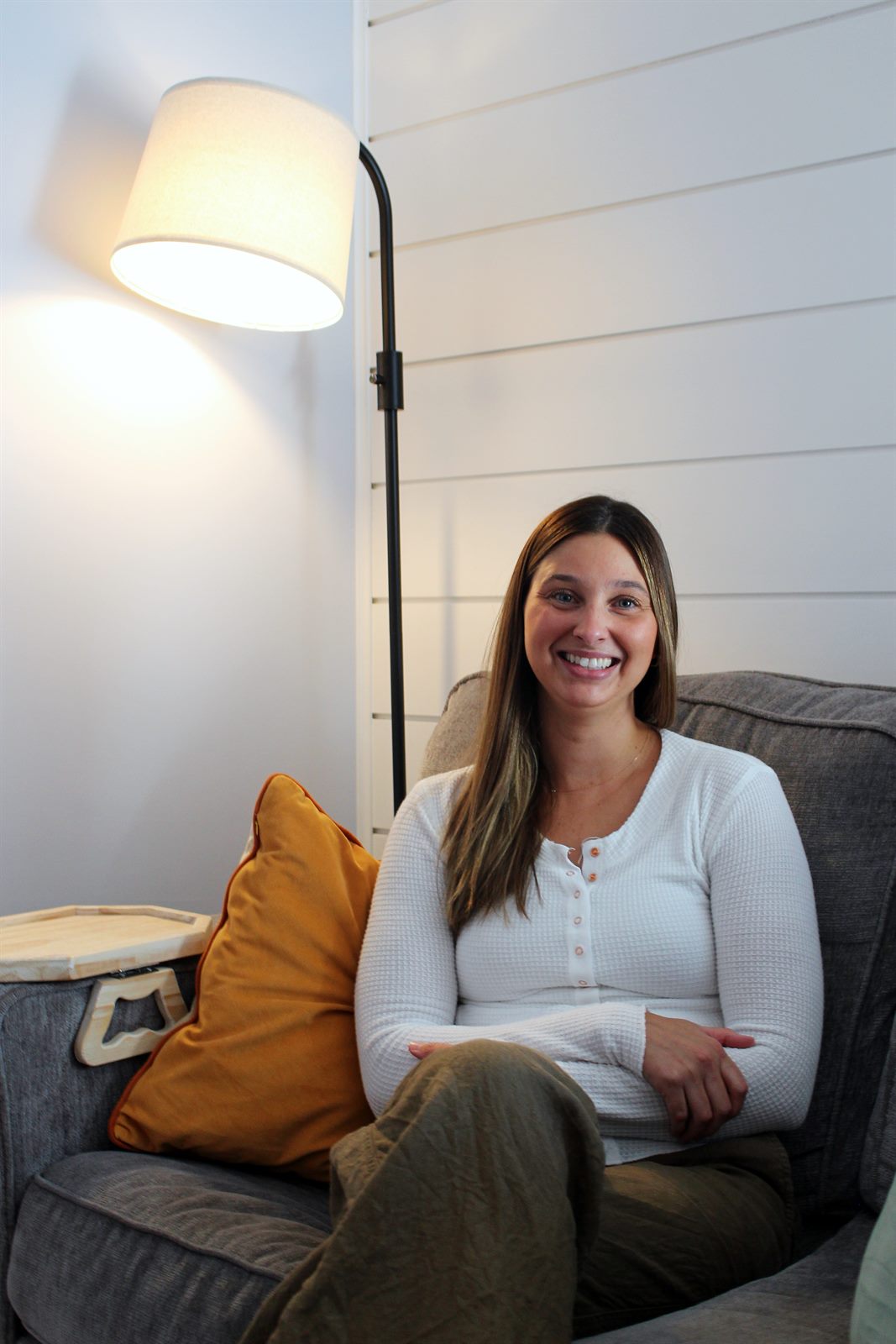 Jackie smiling in the office